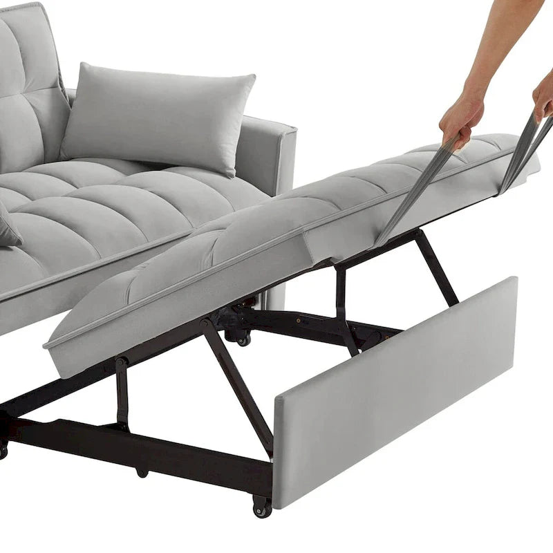 Canapé convertible 4 en 1 avec accoudoirs et poches de rangement, canapé-lit escamotable capitonné multifonction avec dossier réglable