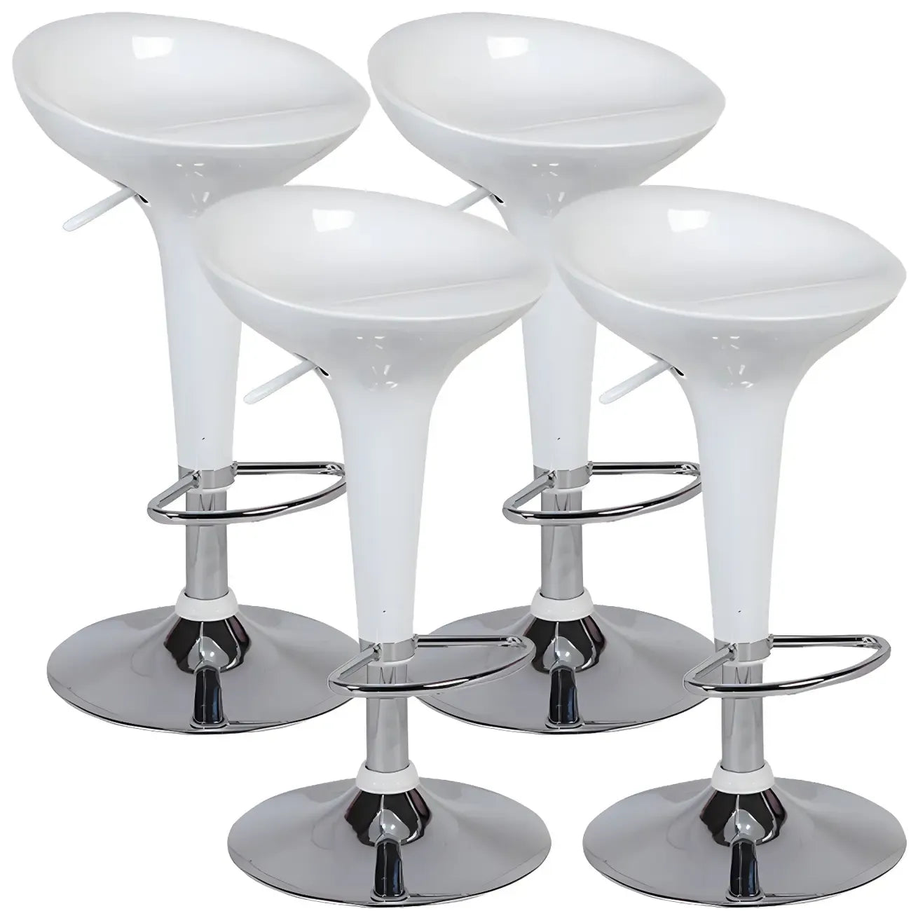 Tabouret de bar pivotant en plastique chromé, réglable en hauteur