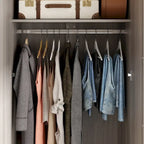 Armoire Penderie en Bois avec 6 Cubes de Rangement et Tringle Suspendue