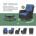 Chaises longues à bascule d'extérieur Gymojoy en osier avec base pivotante (lot de 2)