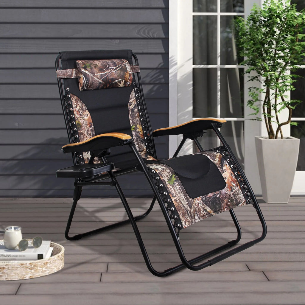 Fauteuil de relaxation zéro gravité XL surdimensionné et rembourré, avec accoudoirs plus larges, inclinable et porte-gobelet - N/A