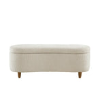 Banc de rangement rabattable en tissu bouclé taupe INK+IVY Bailey