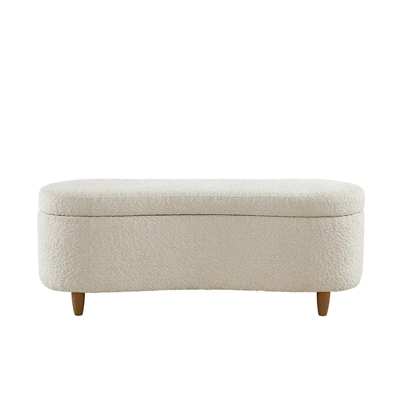 Banc de rangement rabattable en tissu bouclé taupe INK+IVY Bailey