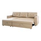 Canapé d'angle réversible convertible avec lit gigogne, méridienne avec rangement dissimulé et pieds durables