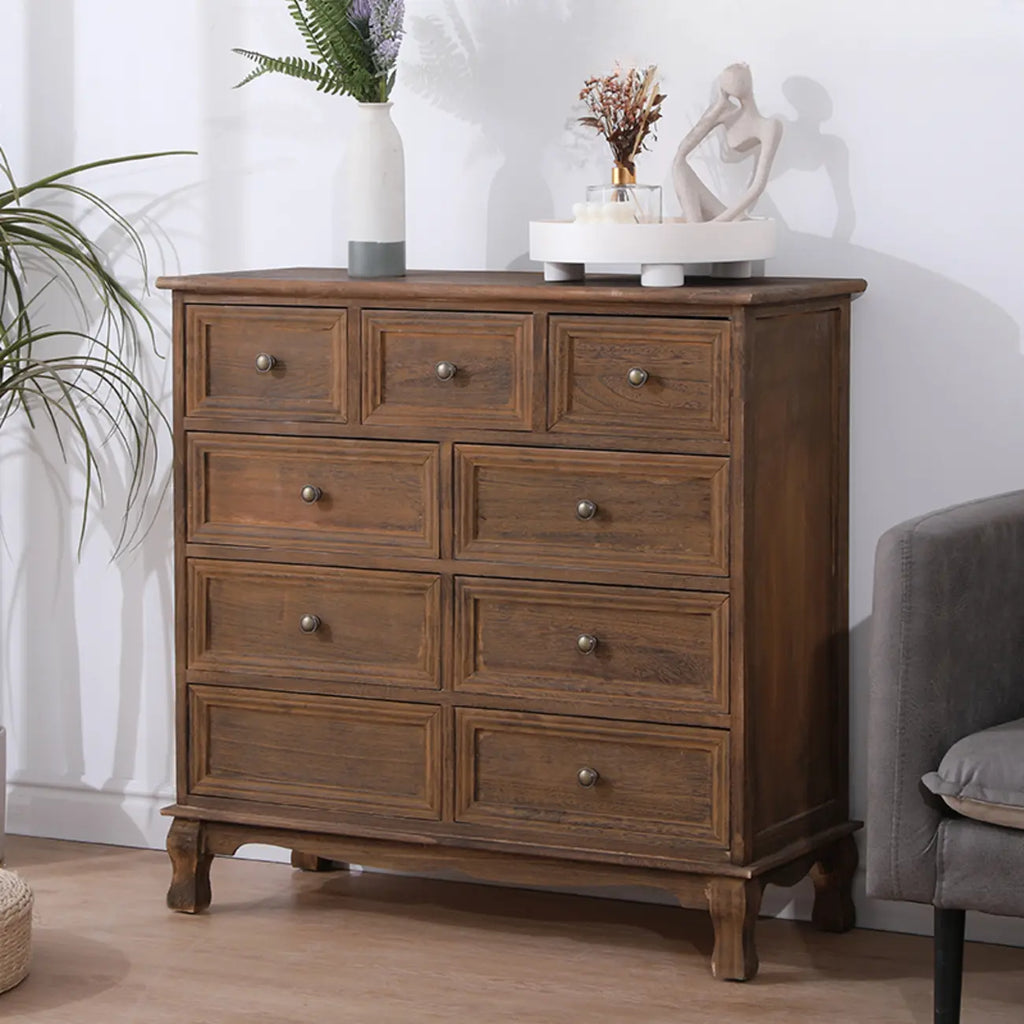 Meuble d'appoint rustique en bois marron pour le rangement du salon