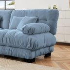 Canapé d'angle en forme de L en chenille avec coussins lombaires