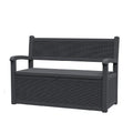 Banc de rangement en résine tout temps avec compartiment caché verrouillable - Aspect rotin, capacité de 227 kg, rangement de 265 litres