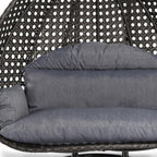 LeisureMod Fauteuil suspendu œuf 2 places avec support - Balançoire hamac de patio en rotin osier intérieur/extérieur avec coussins