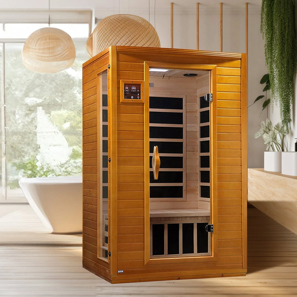Sauna infrarouge lointain à faible champ électromagnétique Dynamic Saunas Andora 2 personnes, bois de pruche du Canada