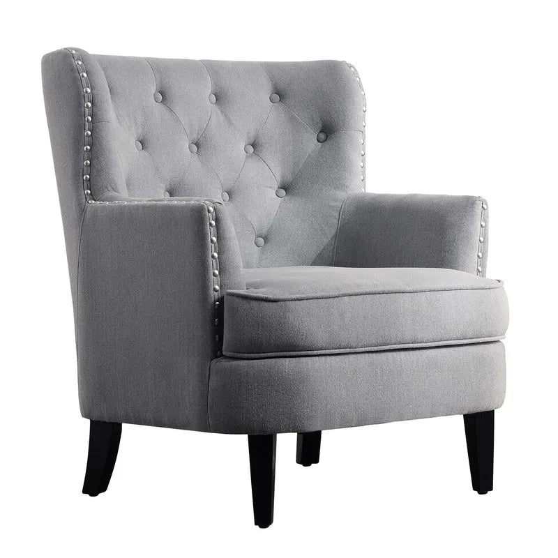 Fauteuil d'appoint capitonné à oreilles large de 76 cm en velours/lin Mignon de Moser Bay