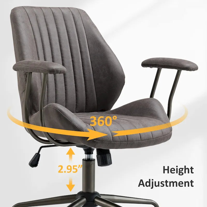 Chaise de Bureau Ergonomique en Tissu Suédé OVIOS avec Support Lombaire