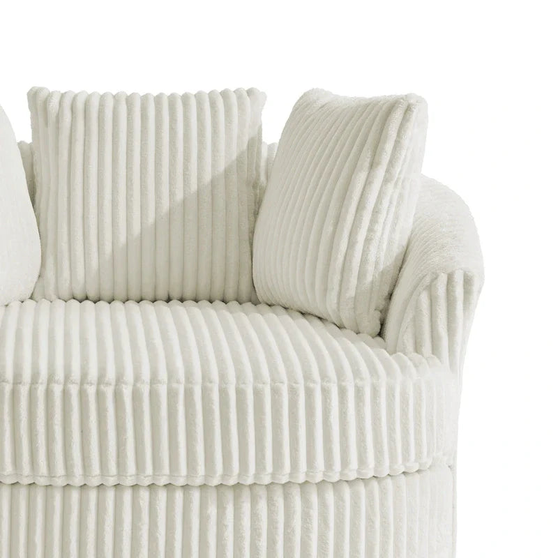 Lot de 2 fauteuils pivotants ronds surdimensionnés en velours côtelé moelleux de 43 po avec oreillers