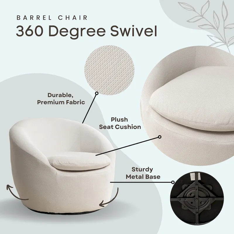 Fauteuil pivotant - Rotation à 360° - Tissu bouclé