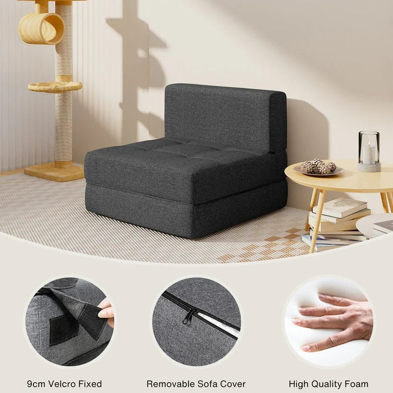 Chaise convertible 3-en-1, chaise pliable, lit-méridienne dépliable
