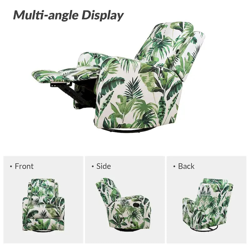 Fauteuil inclinable pivotant manuel Arlette contemporain à fleurs avec dossier capitonné