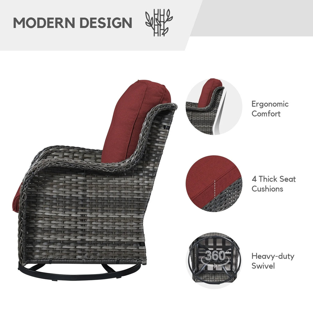 Chaises longues à bascule d'extérieur Gymojoy en osier avec base pivotante (lot de 2)