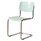 Chaise de salle à manger sans accoudoirs en métal simple, dossier plein jaune