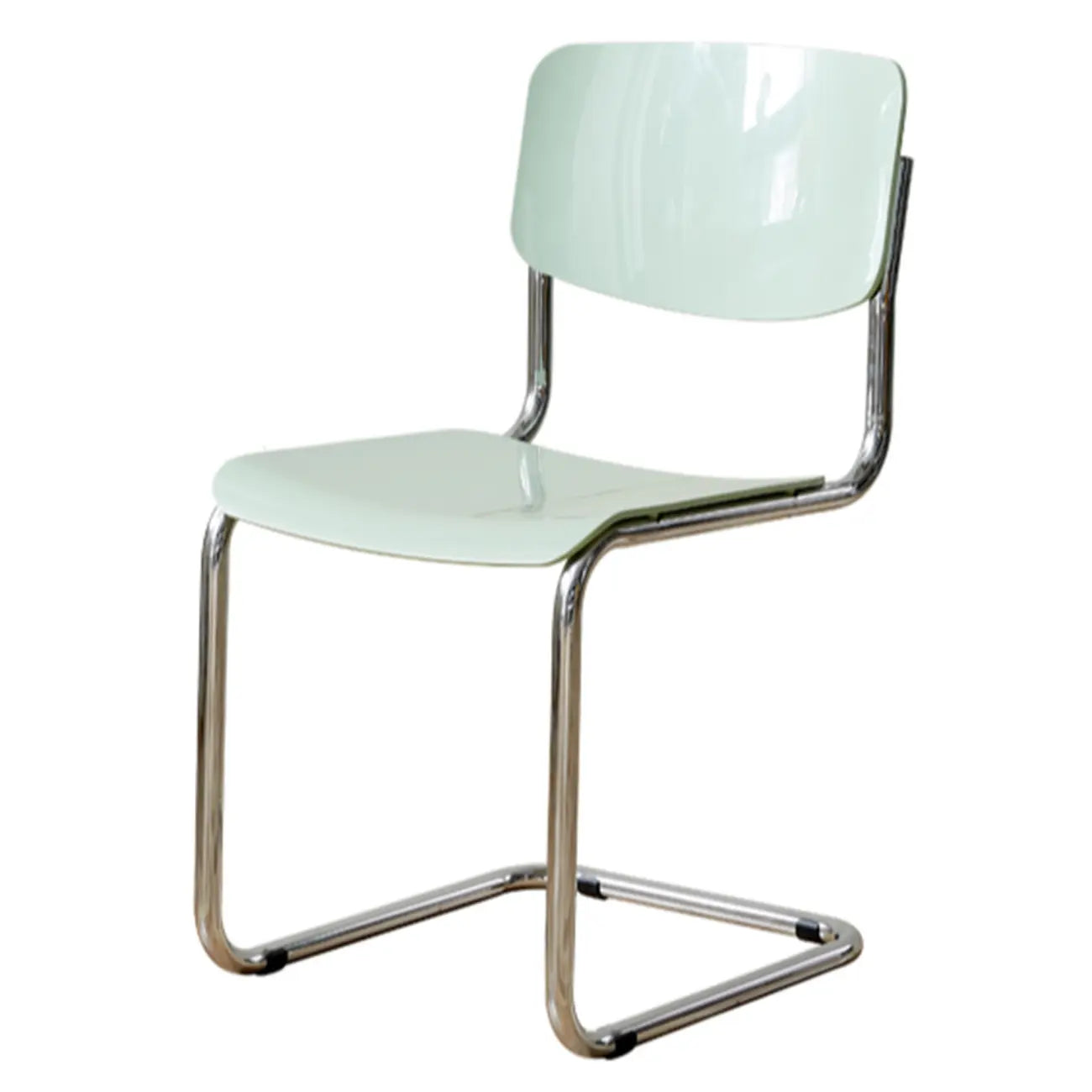 Chaise de salle à manger sans accoudoirs en métal simple, dossier plein jaune