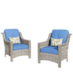 HOOOWOOO Ensemble de 2 chaises de patio en osier et rotin à dossier haut