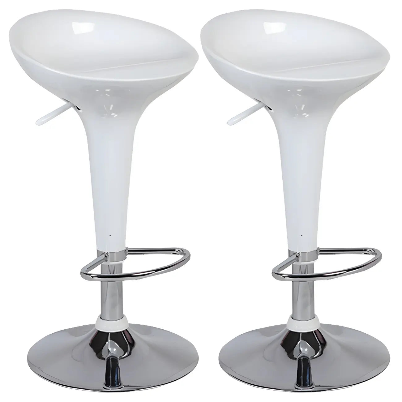 Tabouret de bar pivotant en plastique chromé, réglable en hauteur
