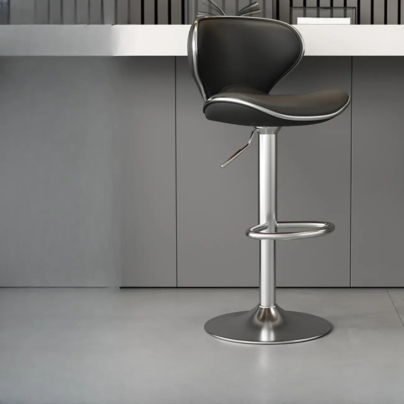 Tabouret de bar réglable pivotant en cuir rembourré