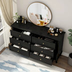 Commode de chambre à coucher avec tiroirs profonds en bois, commode double à 6 tiroirs