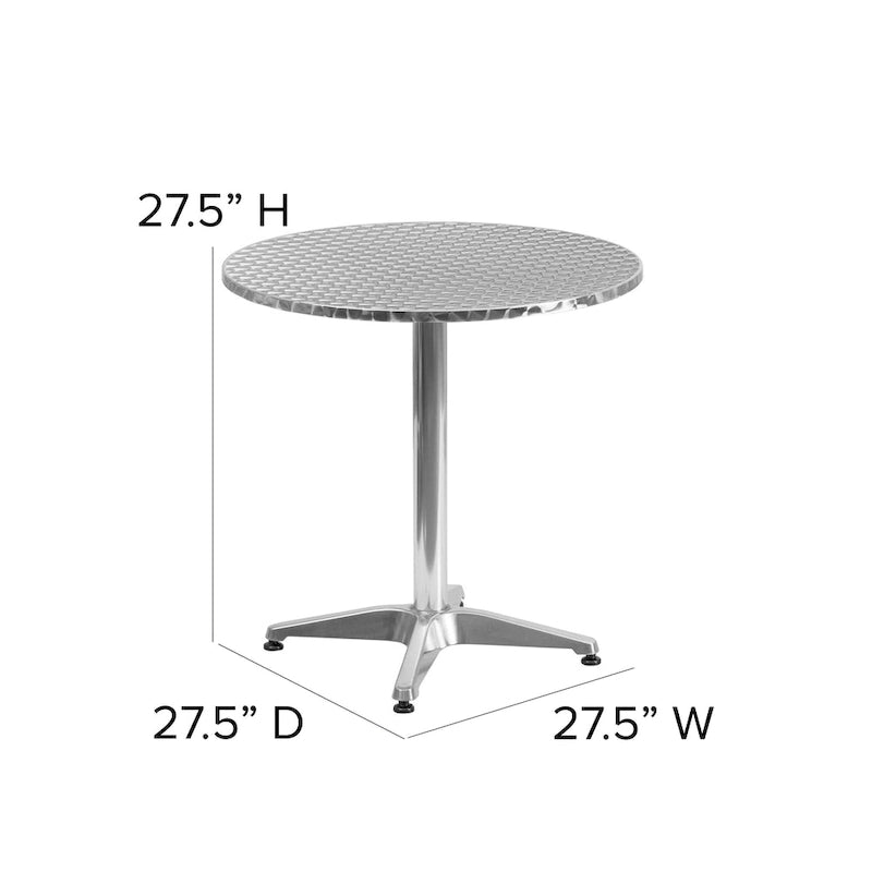 Table d'intérieur/extérieur à plateau lisse en aluminium rond de 27,5 po avec base