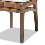Chaise de salle à manger Laluna en rotin/acajou bohème moderne avec coussin