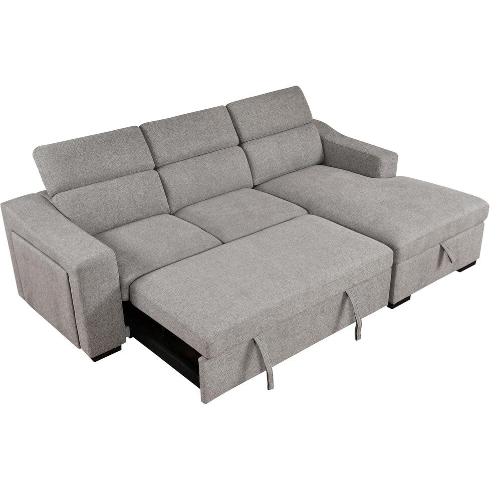 Canapé d'angle convertible Roomfitters 103 avec méridienne de rangement, appuie-tête réglables, en forme de L