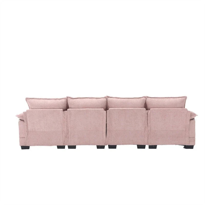 Canapé sectionnel Cloud pour salon, canapé moderne en chenille/bouclette en forme de U, canapé-lit modulaire confortable avec double méridienne
