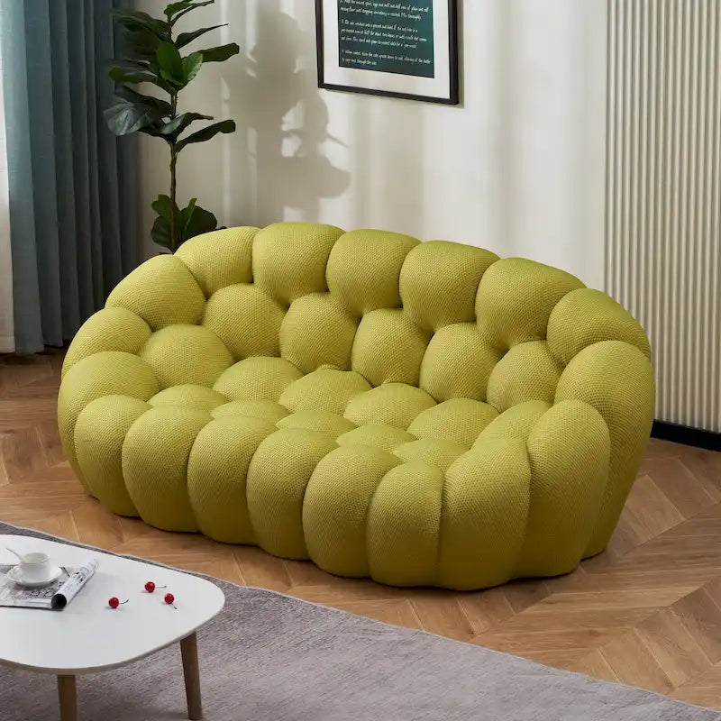 Canapé paresseux courbé 2 places Bubble de forme nid d'abeille en tissu textile 3D pour salon et appartement