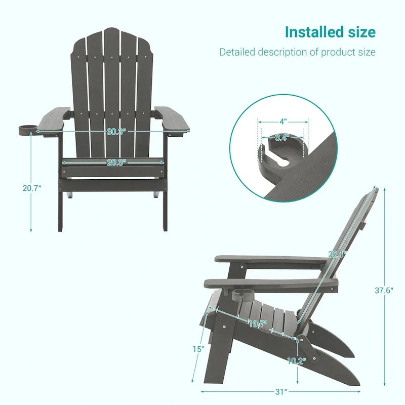 Lot de 2 chaises Adirondack pliantes Bonosuki pour patio et brasero