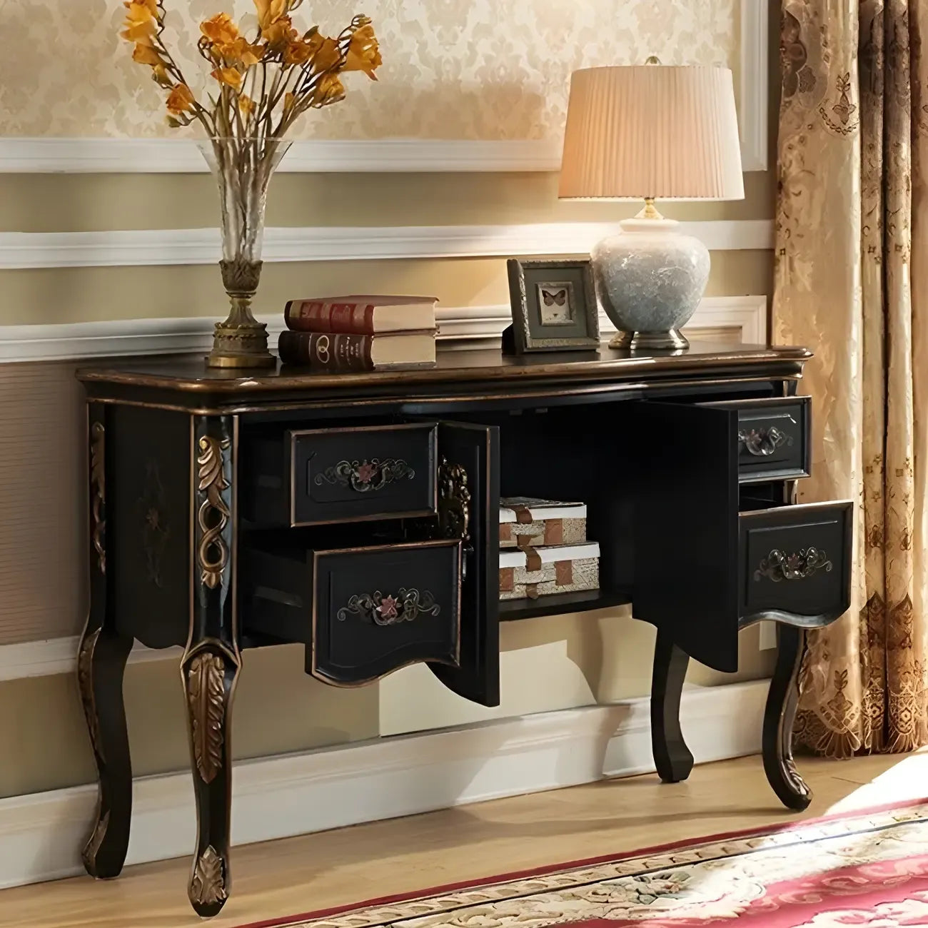 Console de rangement en bois "café français" avec tiroirs