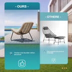 Chaises Papasan d'extérieur avec coussin, chaises confortables de patio en rotin PE avec table d'appoint