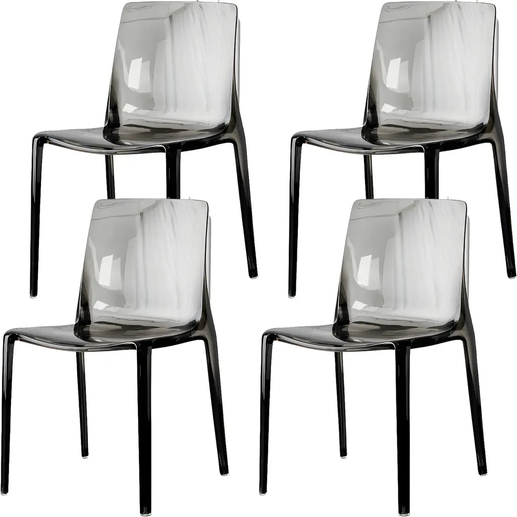 Chaise de salle à manger en acrylique ambré sans accoudoirs à dossier bas
