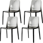 Chaise de salle à manger en acrylique ambré sans accoudoirs à dossier bas