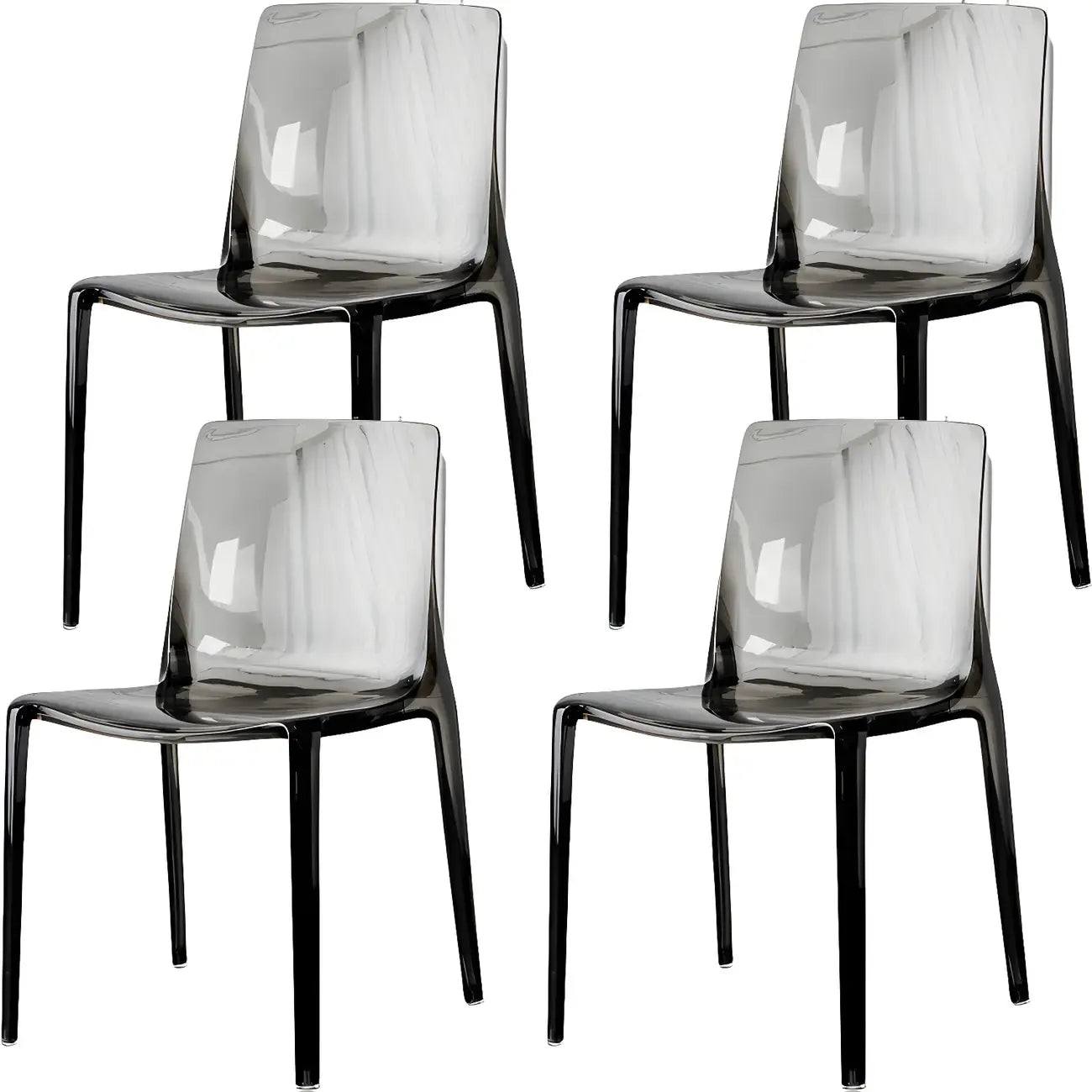Chaise de salle à manger en acrylique ambré sans accoudoirs à dossier bas