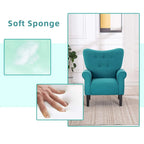 Fauteuil d'appoint moderne Erommy, fauteuil à dossier haut, canapé individuel en tissu capitonné avec pieds en bois pour salon