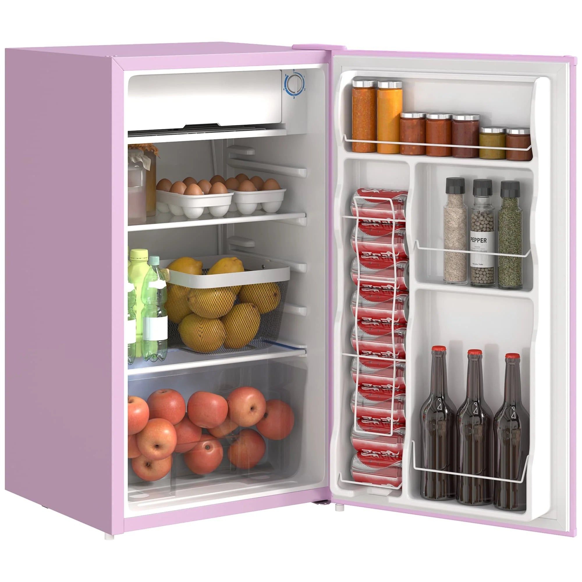 HOMCOM Mini-réfrigérateur avec congélateur 90 L, réfrigérateur compact à porte unique avec thermostat réglable pour chambre à coucher