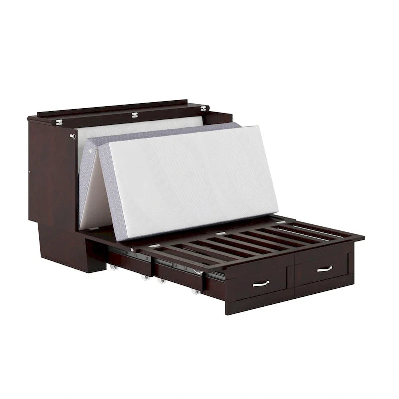 Lit escamotable coffre Monroe avec matelas en mousse à mémoire de forme 6 po