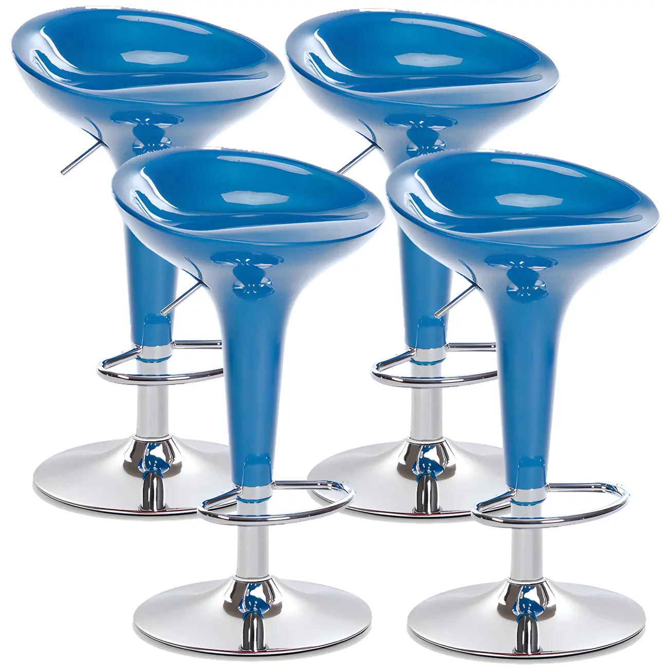 Tabouret de bar pivotant en plastique chromé, réglable en hauteur
