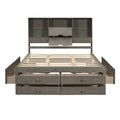 Lit plate-forme King Size avec tête de lit de rangement et 8 tiroirs