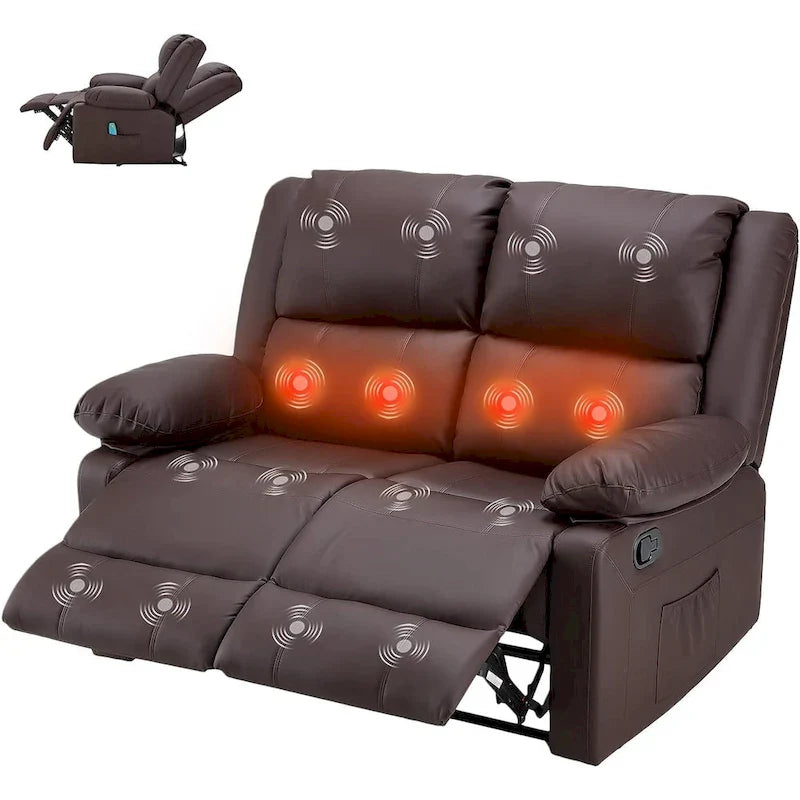 AECOJOY Causeuse inclinable 2 places avec fonction chauffage et massage