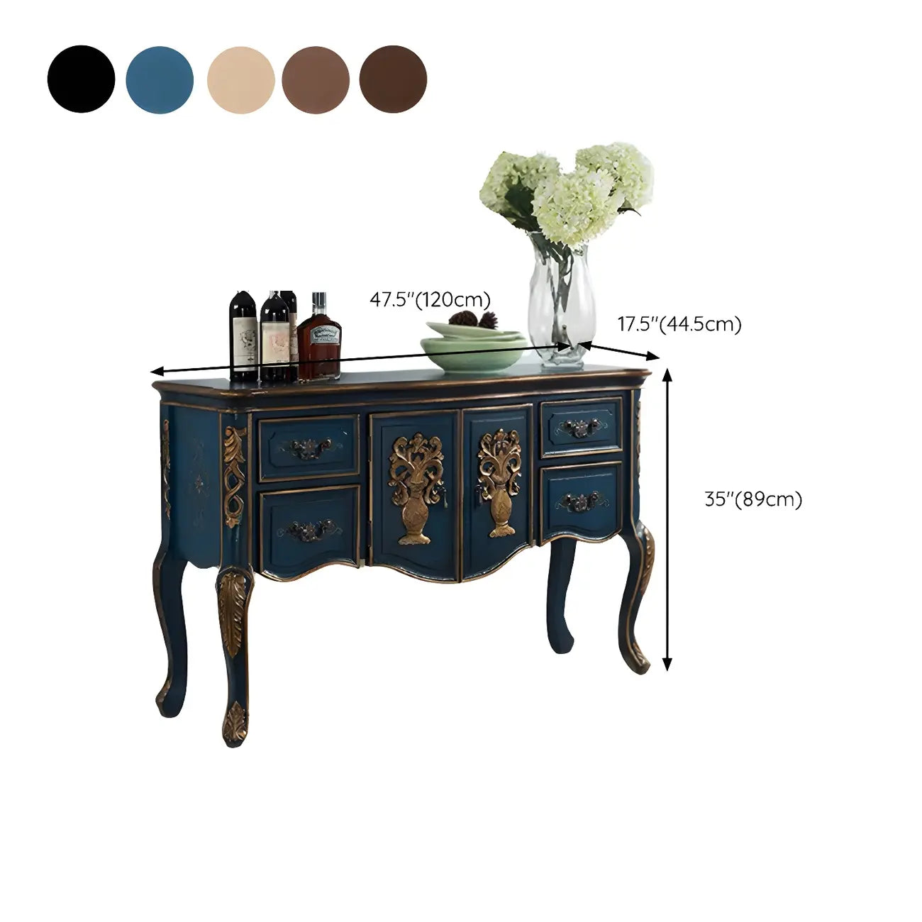 Console de rangement en bois "café français" avec tiroirs