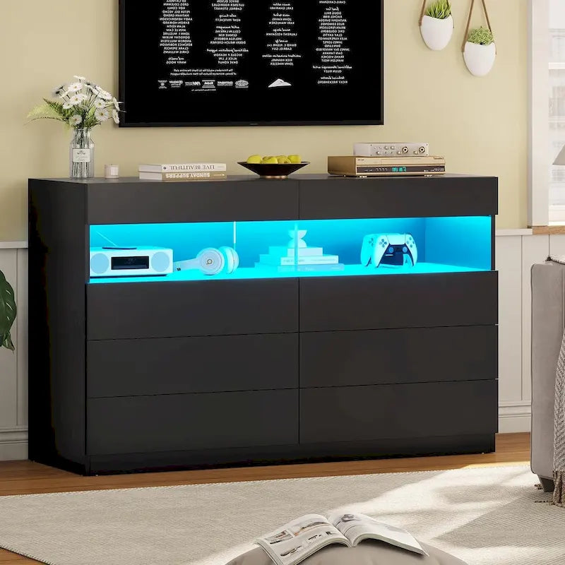 Commode à 8 tiroirs avec lumières LED
