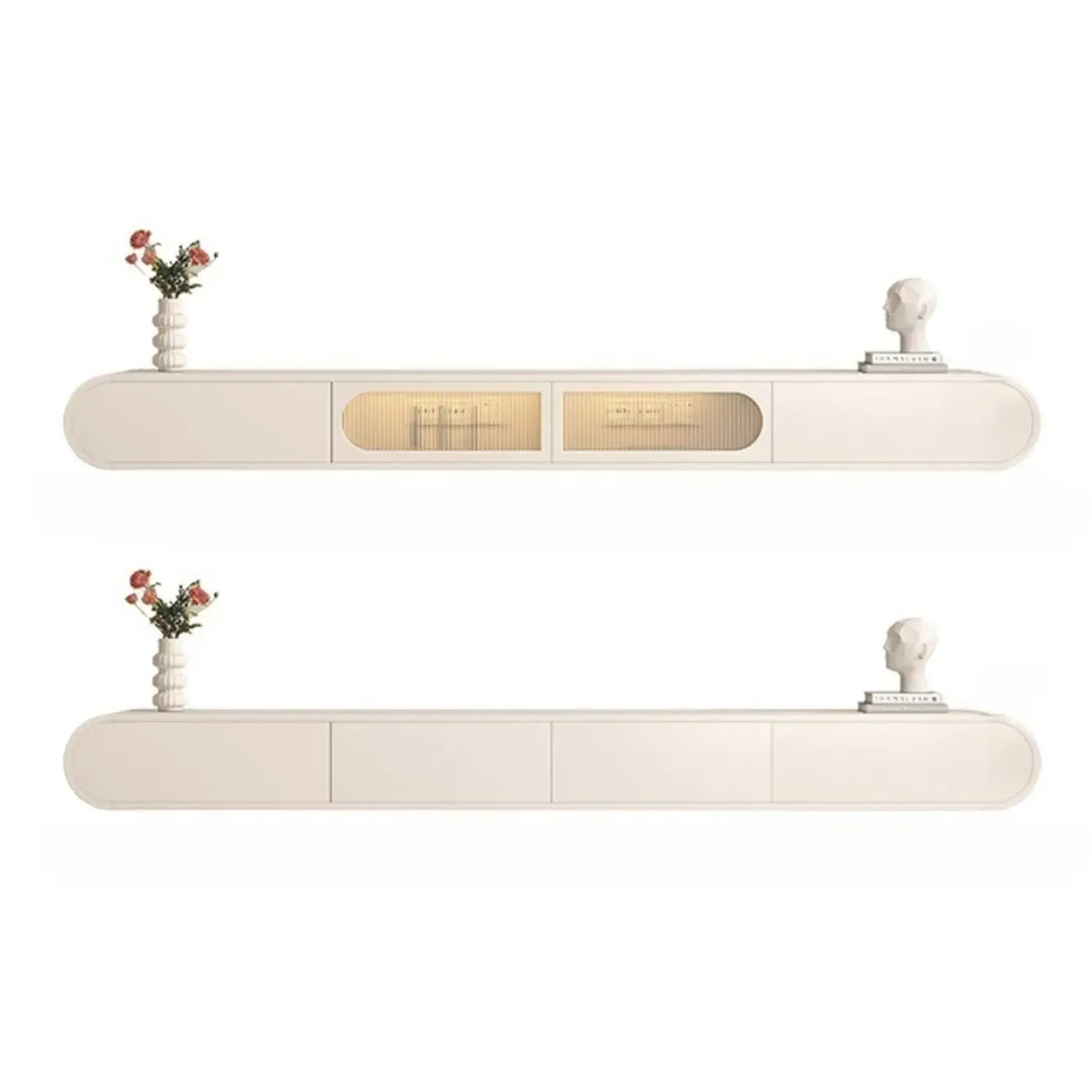 Meuble TV mural flottant en bois blanc avec rangement pour salon