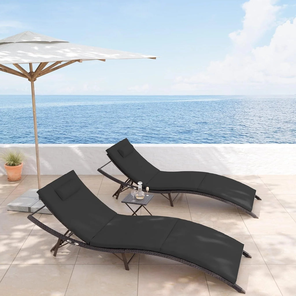 Kullavik – Ensemble de 3 chaises longues d'extérieur
