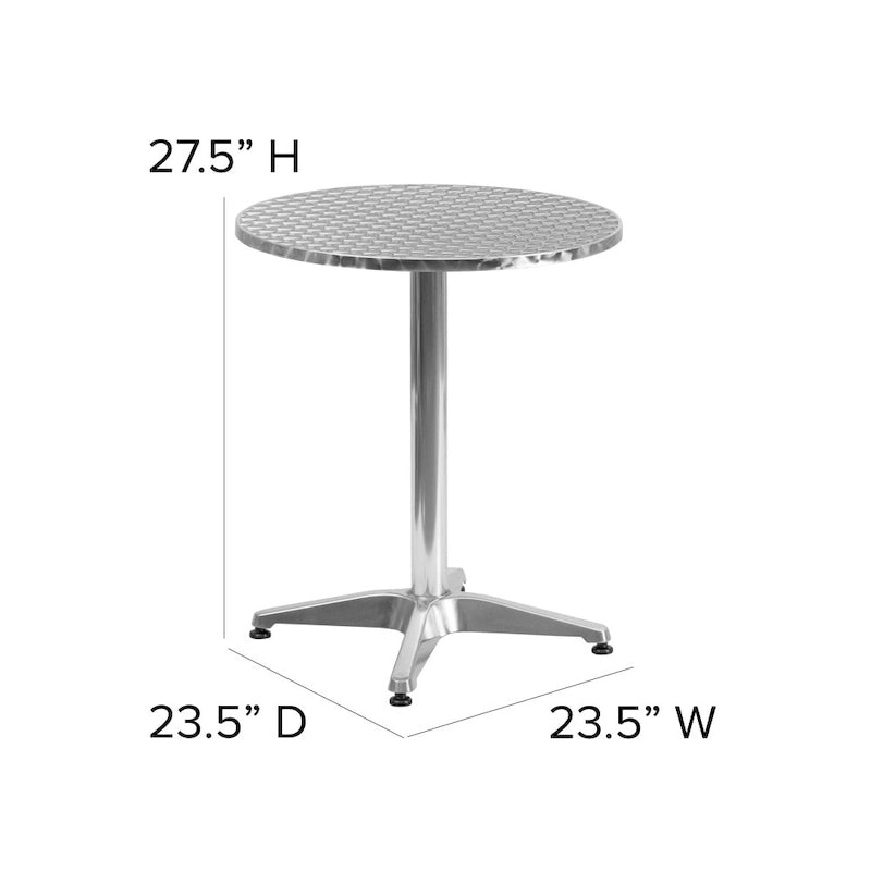 Table d'intérieur/extérieur à plateau lisse en aluminium rond de 27,5 po avec base