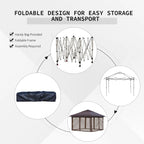 Outsunny Tonnelle Pop Up 3,6 x 3,6 m, Tente Pliante Instantanée avec Murs Latéraux en Maille Filet, Hauteur Réglable sur 3 Niveaux