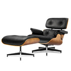 Furgle Fauteuil de salon et ottoman en cuir véritable Noyer